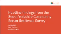 Headline Findings from the South Yorkshire Community Sector Resilience Survey