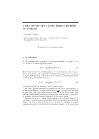 P-Adic Entropy and a P-Adic Fuglede–Kadison Determinant