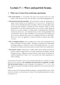 Lecture 5 — Wave and Particle Beams