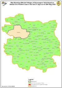 Map Showing Affected Villages of Davanagere Taluk Based on Atleast One Positive Case in the Last 21 Days As on 29Th May 2020