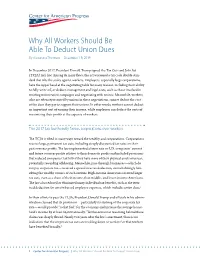Why All Workers Should Be Able to Deduct Union Dues by Alexandra Thornton December 19, 2019