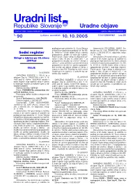 90/2005, Uradne Objave