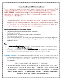 AP English IV Summer Reading Tips