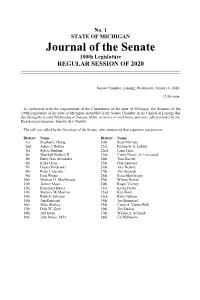 Journal of the Senate 100Th Legislature REGULAR SESSION of 2020