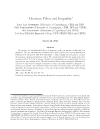 Monetary Policy and Inequality∗