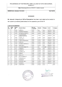 O R D E R Mr. Askarali. a Department UG in Economics Has Been Nominated As the Mentor to the Students (Mentees) Listed Below