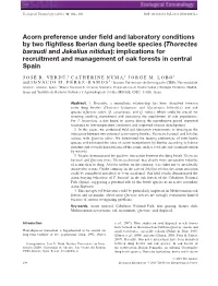 Acorn Preference Under Field and Laboratory Conditions by Two