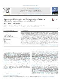 Grassroots Social Innovation and the Mobilisation of Values in Collaborative Consumption: a Conceptual Model