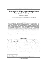 Limits to Species Richness in a Continuum of Habitat Heterogeneity: an ESS Approach