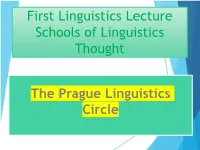 Schools of Linguistics Thought