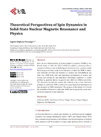Theoretical Perspectives of Spin Dynamics in Solid-State Nuclear Magnetic Resonance and Physics