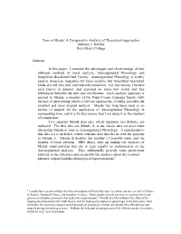 Tone in Mende: a Comparative Analysis of Theoretical Approaches Bethany J