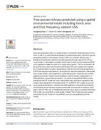 Tree Species Richness Predicted Using a Spatial Environmental Model Including Forest Area and Frost Frequency, Eastern USA
