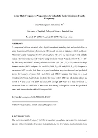 Using High Frequency Propagation to Calculate Basic Maximum Usable Frequency
