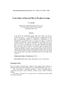 Cycle Index of Internal Direct Product Groups