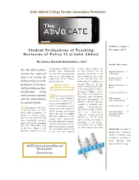 Student Evaluations of Teaching: November 2017 Revisions of Policy 12 at John Abbott