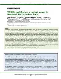 Survey of Wild Animals in Market -Tuensang, Nagaland