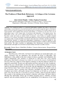 The Problem of Mind-Body Dichotomy: a Critique of the Cartesian Approach