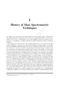1 History of Mass Spectrometric Techniques