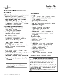 Cardiac Diet Menu