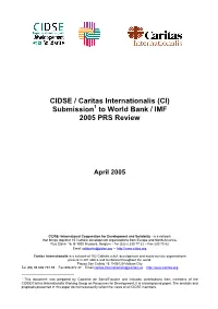 CIDSE / CI – Submission to World Bank / IMF 2005 PRS Review