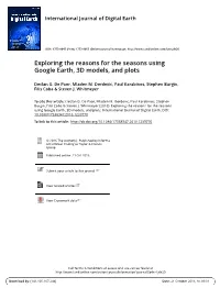 Exploring the Reasons for the Seasons Using Google Earth, 3D Models, and Plots
