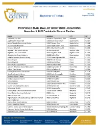 List of Proposed Mail Ballot Drop Box Locations