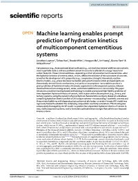 Machine Learning Enables Prompt Prediction of Hydration Kinetics Of