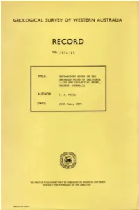 Record 1974/15: Explanatory Notes on the Archaean Rocks of the Perth 1
