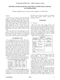 Review of Diagnostics for Next Generation Linear Accelerators
