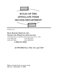 Rules of the Appellate Term Second Department