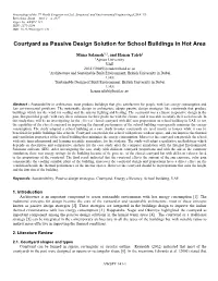 Courtyard As Passive Design Solution for School Buildings in Hot Area
