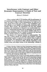 Interference with Contract and Other Economic Expectancies: a Clash of Tort and Contract Doctrine Harvey S