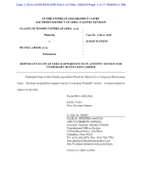 Intervenor Defendant State of Ohio's Opposition to Plaintiffs