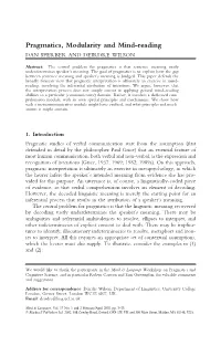 Pragmatics, Modularity and Mind-Reading DAN SPERBER and DEIRDRE WILSON