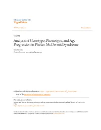 Analysis of Genotype, Phenotype, and Age Progression in Phelan-Mcdermid Syndrome Sara Sarasua Clemson University, Sarasua@Mindspring.Com