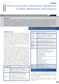 Endocrine Causes of Secondary Osteoporosis in Adults