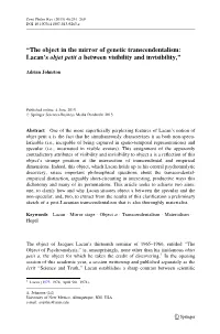 Lacan's Objet Petit a Between Visibility and Invisibility