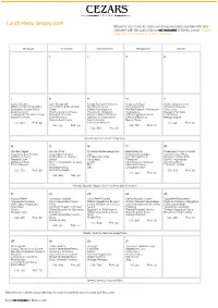 Lunch Menu January 2019