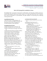 MSA-CESS Spring 2016 Accreditation Actions the Middle States
