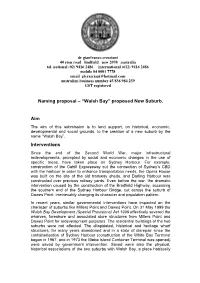 Naming Proposal – “Walsh Bay” Proposed New Suburb