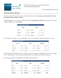 Purchase Price Allocation – Quick Reference Guide Common Formulas & Rationale