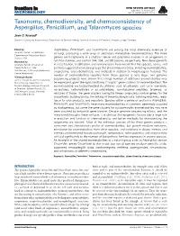 Taxonomy, Chemodiversity, and Chemoconsistency of Aspergillus, Penicillium, and Talaromyces Species