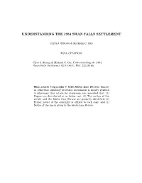 Understanding the 1984 Swan Falls Settlement