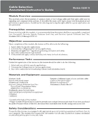 Cable Selection Annotated Instructor's Guide