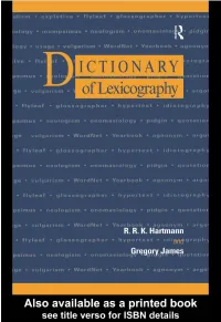 Dictionary of Lexicography