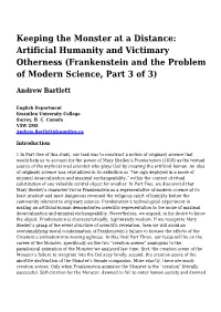 Frankenstein and the Problem of Modern Science, Part 3 of 3)