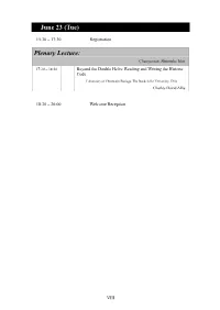 June 23 (Tue) Plenary Lecture