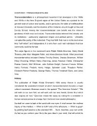 Overview - Transcendentalism