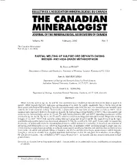 Partial Melting of Sulfide Ore Deposits During Medium- and High-Grade Metamorphism